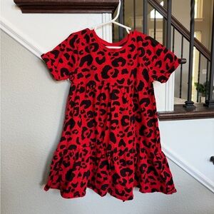 next Red and Black Leopard Print Short Sleeve Tiered Dress